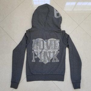 VS PINK Rhinestone Bling Embellished Grey Hoodie